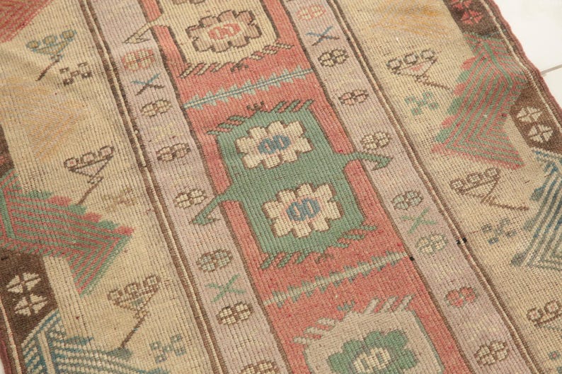 earth tone rug, turkish handmade rug, hanging rug, doorstep rug, vintage rug, rugs for kitchen, 2.7x3.9 ft, vanity rug, soft rug, DC 5762 image 5