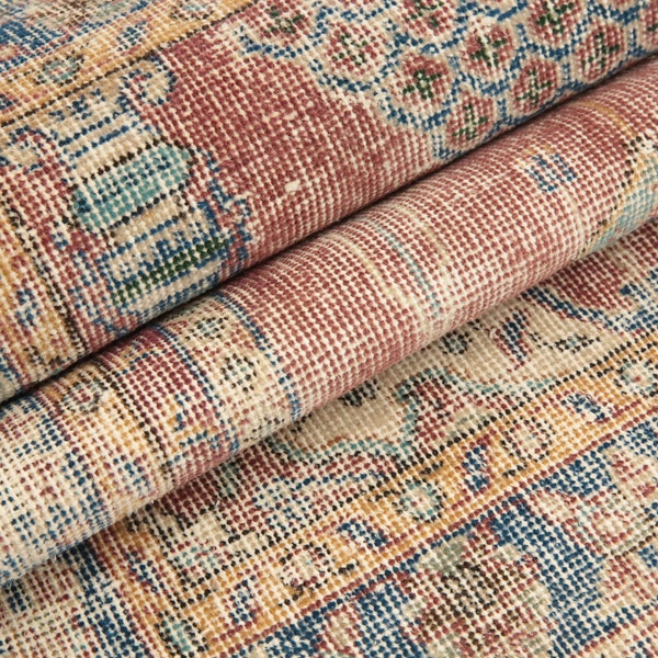 sustainable wool rug, meditation rug, prayer rug, antique rug, worn rug, turkish oushak rug, spritual rug, 2.7x4.8 ft, vintage rug, DC 3294