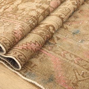 earth tone rug, vintage oushak rug, aesthetic rug, handmade turkish rug, wool jute rug, 3.9x6.6 ft, figurative rug, ethnic rug, DC 7017