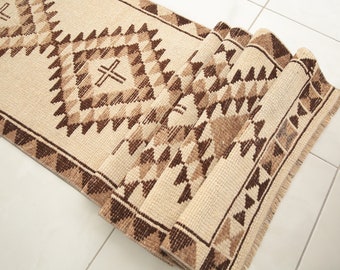 soft colored rug, bohemian rug, moroccan rug, herki runner rug, 2.3 x 14.2 ft turkish wool rug, kitchen rugs, vintage rug, stair rug, DC1242