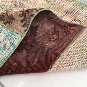 bohemian wool rug, multicolor rug, stair treads rug, aisle rug, turkish vintage rug, entryway rug, oushak rug, 3.1x11.2 ft, old rug, DC 2151