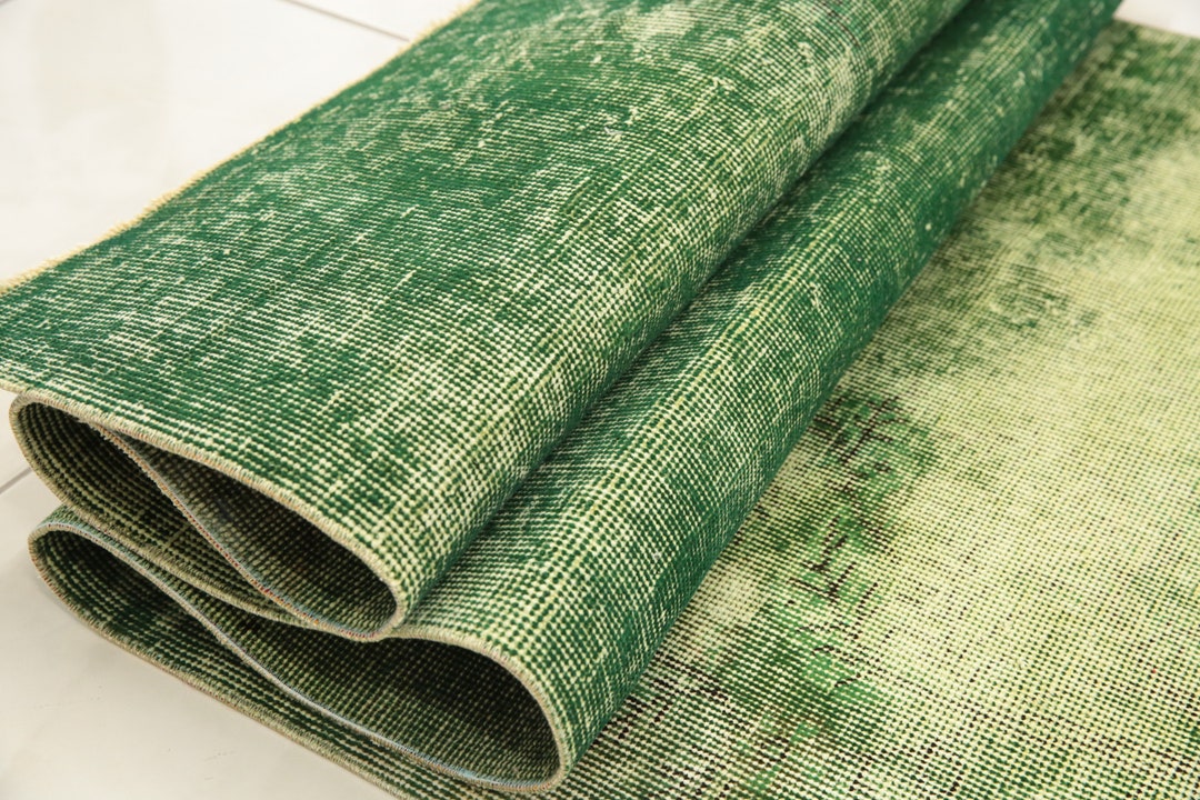 Oushak Green Rug, Antique Rug, Retro Rug, Worn Rug, Hand Knotted Rug