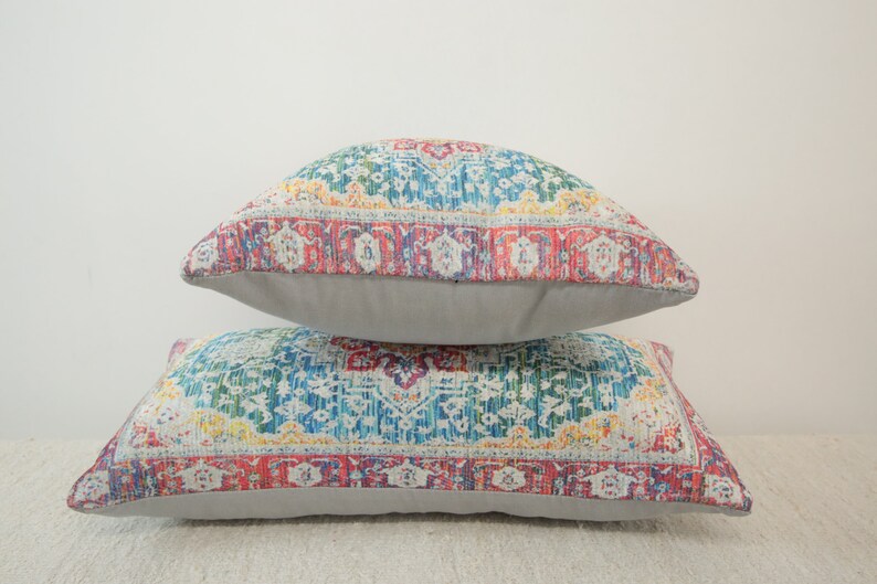 Pastel color pillow, Floral pillow, Lumber pillow, Chair cushion, Maximalist pillow, Decorative pillow, Boho pillow cover, 12x24 , DCP 206 image 9