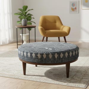 Coffee table round, Wood work table, Center table, Ottoman table, Handmade furniture, Accent table, Nesting table, Bohemian table, DCY 5403K