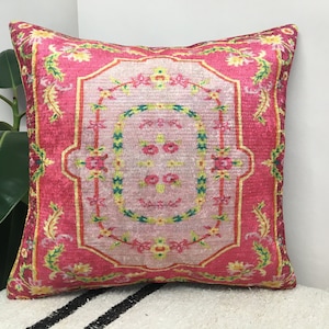 Pastel color pillow, Pink lumbar pillow, Flower design pillow, Pretty pillow cover, Bedding pillow, Cool pillow, Sofa cushion, DCP 5262