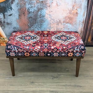 handmade furniture, kilim bench, ottoman bench, footstool bench, bedroom bench, sittin bench, dining chair, vanity bench, porch bench