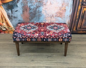 handmade furniture, kilim bench, ottoman bench, footstool bench, bedroom bench, sittin bench, dining chair, vanity bench, porch bench