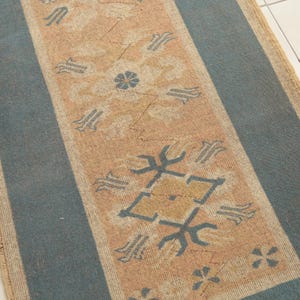 antique oushak rug, multicolor rug, stairway rug, turkish wool rug, corridor rug, bordered rug, vintage rug, foyer rug, 2.7x10 ft, DC 5758