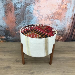 Round ottoman, Barrel stool, Dressing table stool, Kilim rug stool, Desk stool, Make up stool, Fireside stool, Stool for entry, DCFV 25