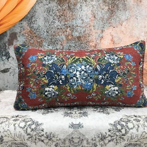 Lumbar cushion, Floral pillow cover, Chair cushion, Aesthetic pillow, Sofa pillow, Vernal pillowcase, Boho pillow, Retro pillow, DCP 5248
