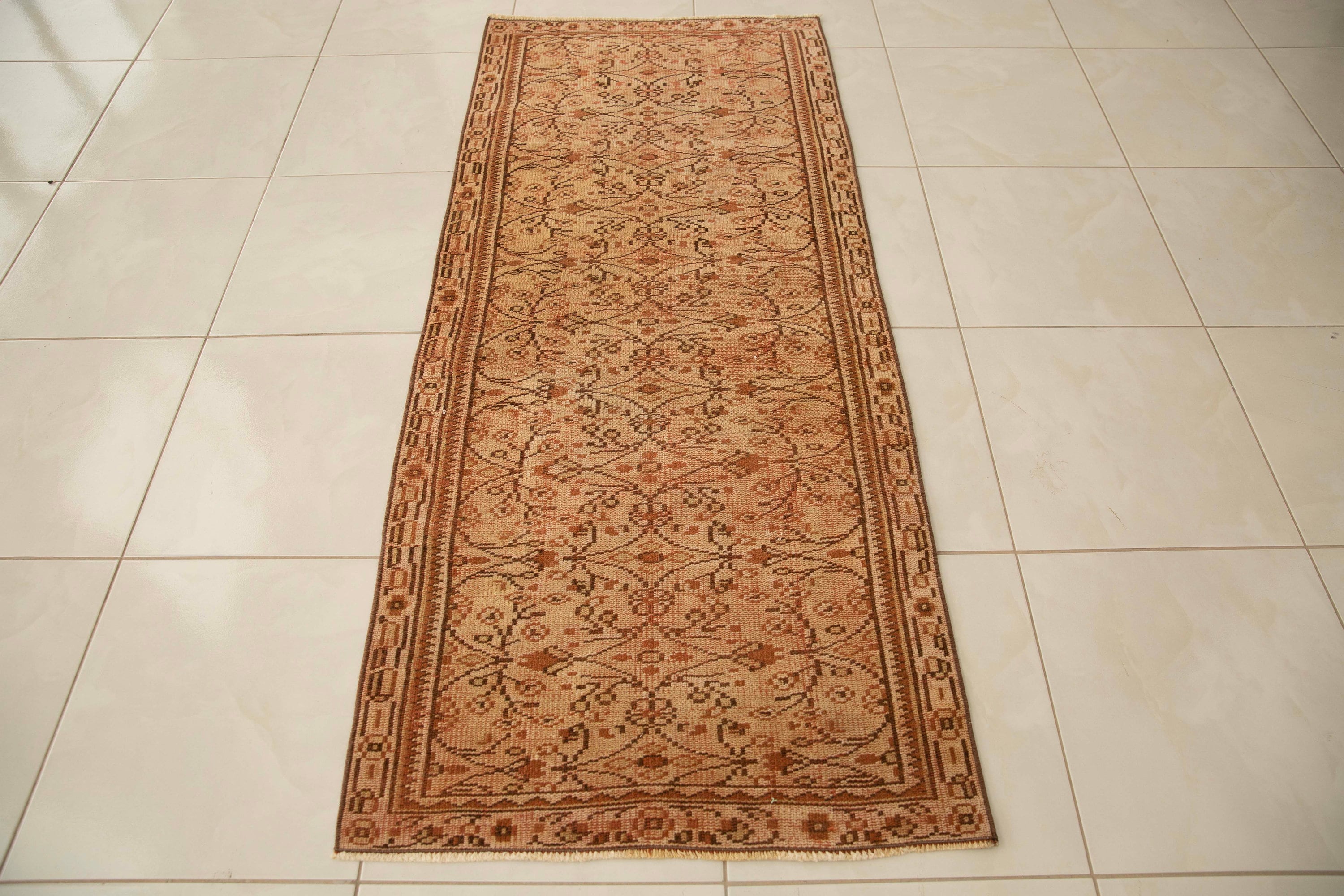bedroom rug, floral oushak rug, wool rug for kitchen, entry rug, foyer rug, vintage turkish rug, 2.8x6.2 ft, bathroom rug, boho mat, DC 445