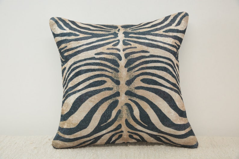 Lumbar pillow cover, Zebra pillow, Coastal pillow, Cozy pillow, Bench pillow, Bedding bench, Decorative pillow, Boho decor pillow, DCP 491 image 5