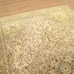 genuine wool rug, sage green rug, oriental rug, saloon rug, turkish handmade rug, wedding rug, 6.6x9.7 ft, vintage rug, large rug, DC 6816