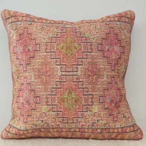 Home decor pillow, Ikat pillow cover, Pink pillow, Geometric pillow, Multicolor pillow, Ethnic pillow, Nomadic pillow, Soft pillow