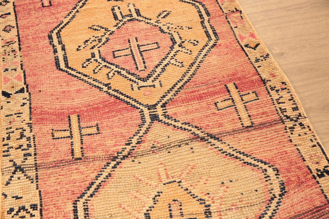 Sun Faded Rug, Antique Rug, Herki Runner Rug, Vintage Rug, Sustainable