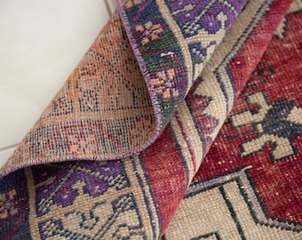 turkish handmade rug, low pile wool rug, oushak area rug, pastel color rug, coastal chic rug, 4.1 x 6 ft, vintage rug, floor rug, DC 535