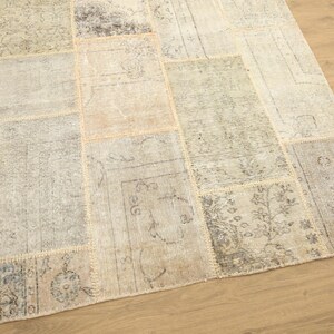 patchwork rug, faded woven rug, vintage large rug, new house gift, utility rug, turkish rug, 5.2x7.9 ft, handknotted rug, cool rug, DC 7248