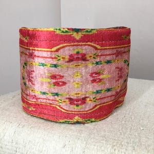 Hot Pink Floral Border Fabric Pot | Boho Desk Organizer Basket image 10