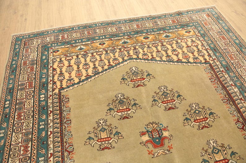 handmade wool rug, sage green rug, aesthetic rug, vintage rug, hipster rug, sustainable area rug, large turkish rug, 8.1x11.5 ft, DC 6563