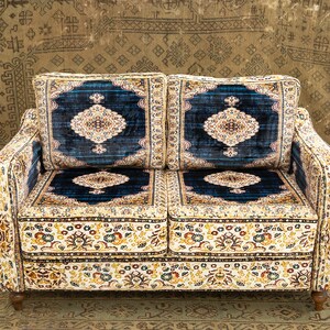 Loveseat sofa, 2 seater sofa, Bohemian sofa, Upholstered couch, Living room sofa, Single sofa, Lazy loveseat, Twin sofa, Bench with back