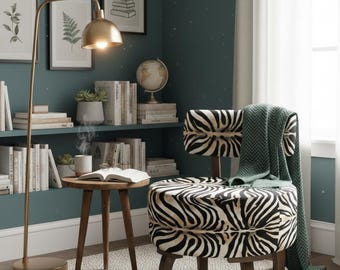 Zebra Design Sessel, Möbelstuhl, Gothic Stuhl, Kleiner Raum Dekor, Rustikaler Sessel, Eleganter Lounge sessel, Boho Chic Stuhl, DCP 491