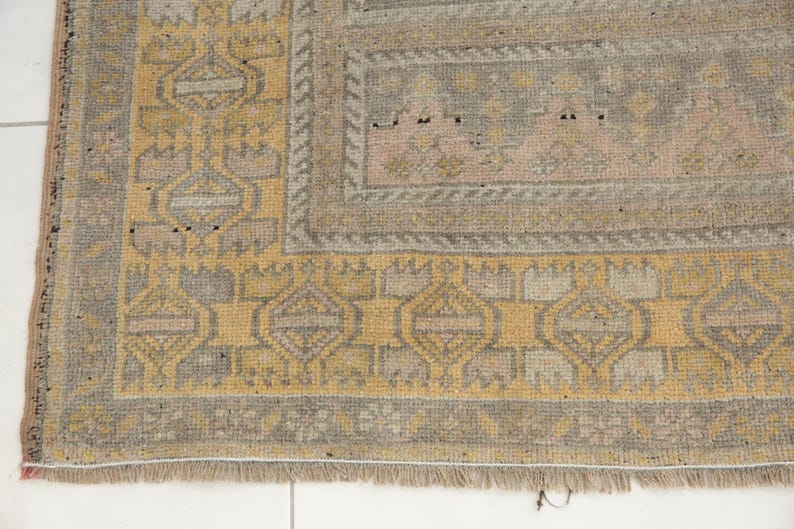 Antique Oushak Rug, Foyer Rug, Ethnic Rug, Herki Turkish Rug, Wool Rug