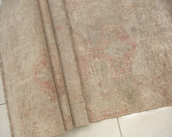 sun faded rug, handmade wool rug, low pile rug, ethnic rug, vintage oushak rug, farmhouse rug, 2.2x7.5 ft, entrance rug, old rug, DC 1609