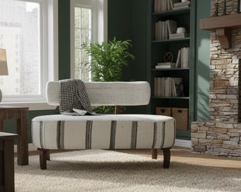 Kilim 2 seater chair, Small space chair, Retro chair, Loveseat sofa, Lounge chair, Lazy chair without arm, Reading chair, Barrel chair