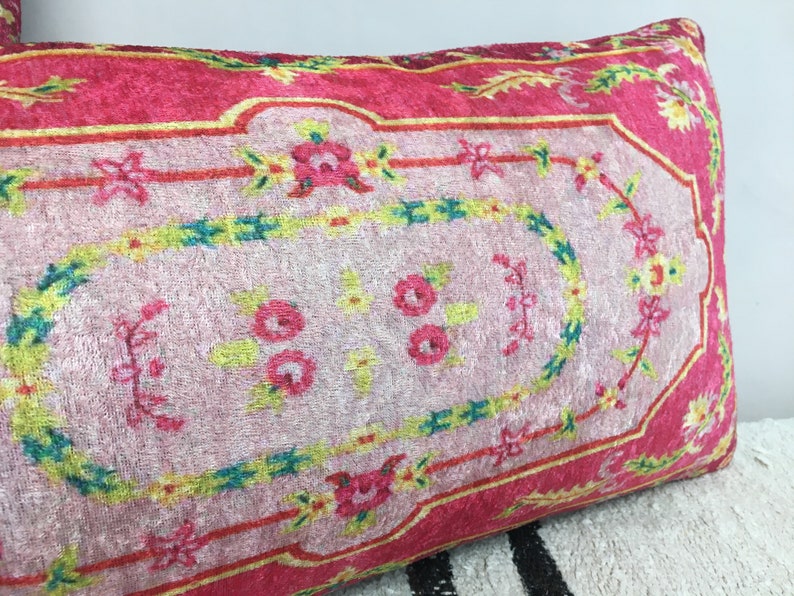 Pastel color pillow, Pink lumbar pillow, Flower design pillow, Pretty pillow cover, Bedding pillow, Cool pillow, Sofa cushion, DCP 5262 image 6