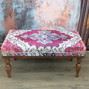 Pink ottoman bench, Handmade bench, Kitchen table bench, Upholstered bench, Coffee table bench, Piano bench, Entryway bench, Mudroom bench