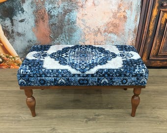 Upholstered bench, Window bench, Hallway bench, Saloon bench, Boho decor bench, Mud room bench, Navy ottoman, Turkish bench, Foot board