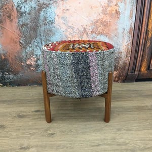 Kilim footstool, Vanity stool, Low stool, Handmade bench, Primitive bench, Accent bench, Piano bench, Lazy stool, Camping stool, DCFV 46