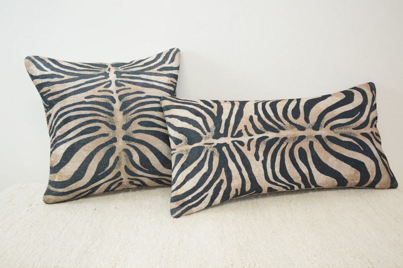 Lumbar pillow cover, Zebra pillow, Coastal pillow, Cozy pillow, Bench pillow, Bedding bench, Decorative pillow, Boho decor pillow