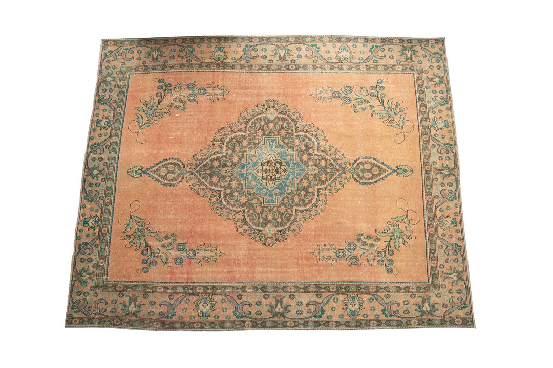 Oversize Rug, Pink Blue Rug, Living Room Rug, Oriental Area Rug, Oushak