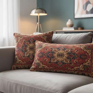 Bohemian pillow, Rug design pillow, Oriental pillow, Floor pillow, Ethnic pillow, Soft pillow cover, Pillow for chair, Sham cover, DCP 4854