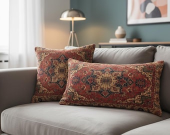 Bohemian pillow, Rug design pillow, Oriental pillow, Floor pillow, Ethnic pillow, Soft pillow cover, Pillow for chair, Sham cover, DCP 4854