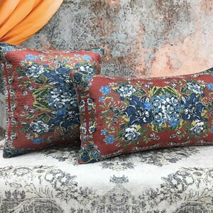 Lumbar cushion, Floral pillow cover, Chair cushion, Aesthetic pillow, Sofa pillow, Vernal pillowcase, Boho pillow, Retro pillow, DCP 5248