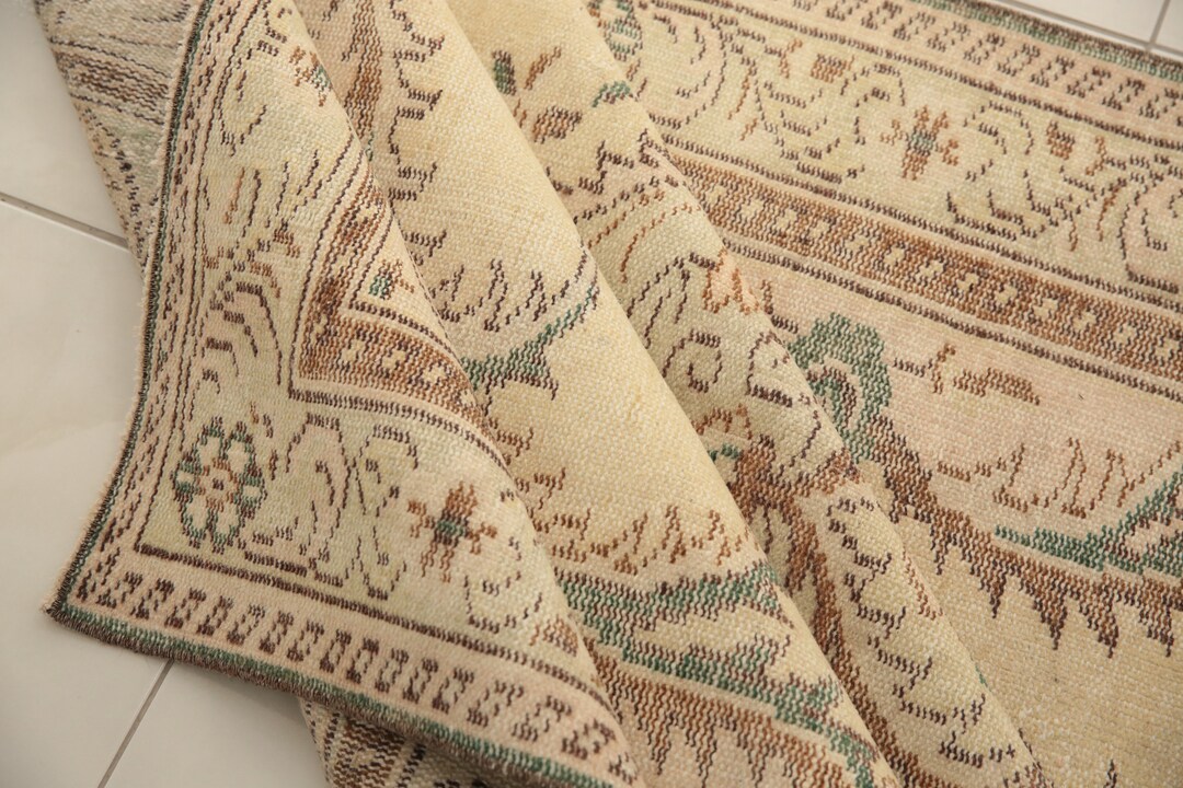 Oushak Wool Rug, Dining Room Rug, Distressed Rug, Turkish Handmade Rug
