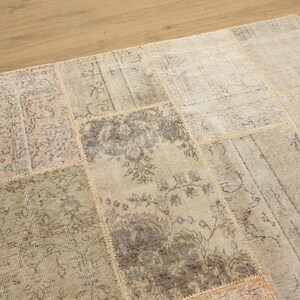 patchwork rug, faded woven rug, vintage large rug, new house gift, utility rug, turkish rug, 5.2x7.9 ft, handknotted rug, cool rug, DC 7248