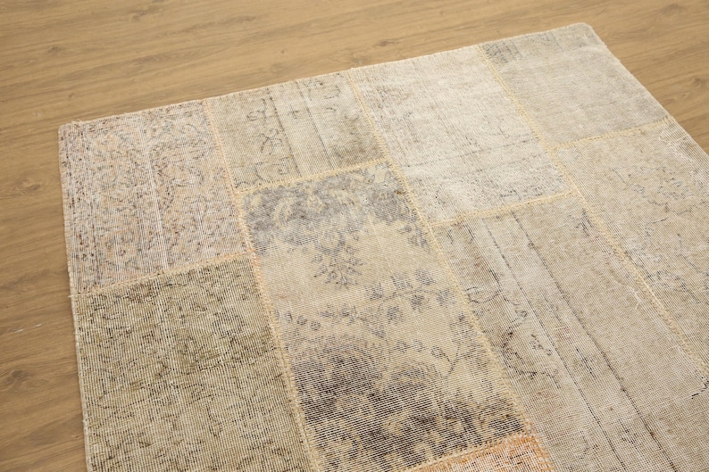 patchwork rug, faded woven rug, vintage large rug, new house gift, utility rug, turkish rug, 5.2x7.9 ft, handknotted rug, cool rug, DC 7248