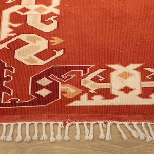 burnt orange rug, bordered rug, new looking rug, excellent runner rug, vintage rug, cultural decor rug, 2.9x9.3 ft, nomadic rug, DC 7169