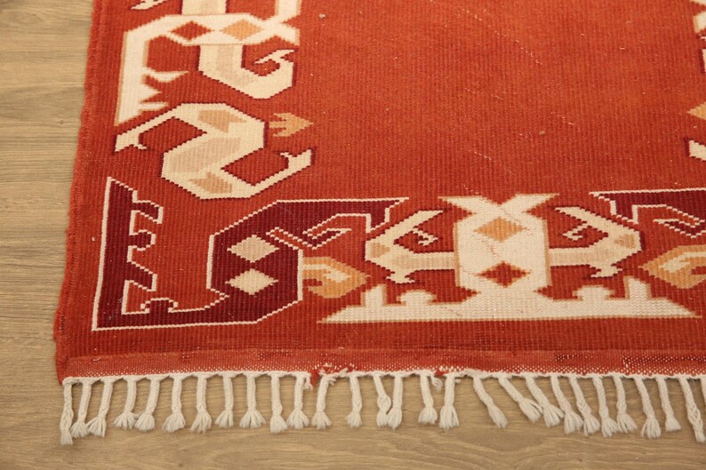 burnt orange rug, bordered rug, new looking rug, excellent runner rug, vintage rug, cultural decor rug, 2.9x9.3 ft, nomadic rug, DC 7169