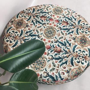 Round coffe table, Circle mid table, Handmade ottoman bench, Boho chic ottoman, Floral coffee table, Breakfast table