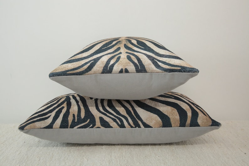 Lumbar pillow cover, Zebra pillow, Coastal pillow, Cozy pillow, Bench pillow, Bedding bench, Decorative pillow, Boho decor pillow, DCP 491 image 9