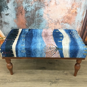 Vanity bench, Boho decor bench, Bedroom bench, Sitting bench, Cozy bench, Foyer bench, Yoga bench, Upholstered bench, Dining table bench image 1