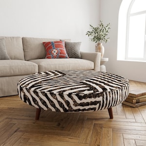 Zebra Pattern Center Table | Black White Chevron Safari Accent Ottoman