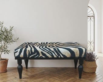 Handmade Bench, Wood Work Bench, Ottoman, Gift for Her, Dining Bench, Turkish Rug Bench, Sitting Bench, Coffee Bench, Piano Bench