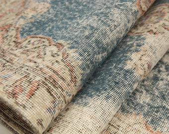 アンティーク ウシャク ラグ、ネイビーブルー ラグ、階段用ラグ