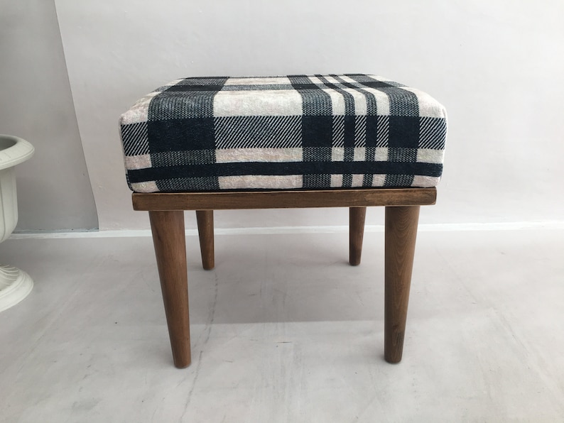 Desk bench, Plaid bench, End of bed bench, Wood work bench, Entryway bench, Shoe bench, Ottoman chair, Handmade bench, Foyer bench