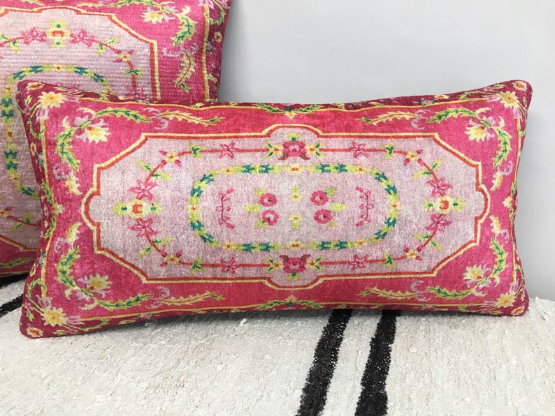 Pastel color pillow, Pink lumbar pillow, Flower design pillow, Pretty pillow cover, Bedding pillow, Cool pillow, Sofa cushion, DCP 5262 12 x 24 inches